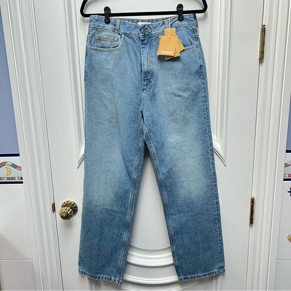 NWT Sandro Bibi Blue Straight-Leg Jeans w/ slight color transfer